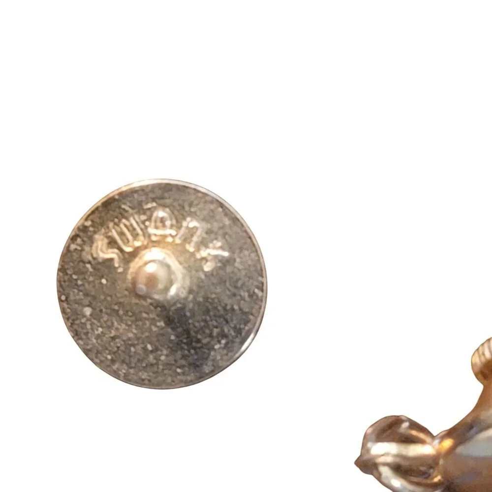 Vintage Swank Gold-Tone Button Style Tie Tack With Chain & Bar